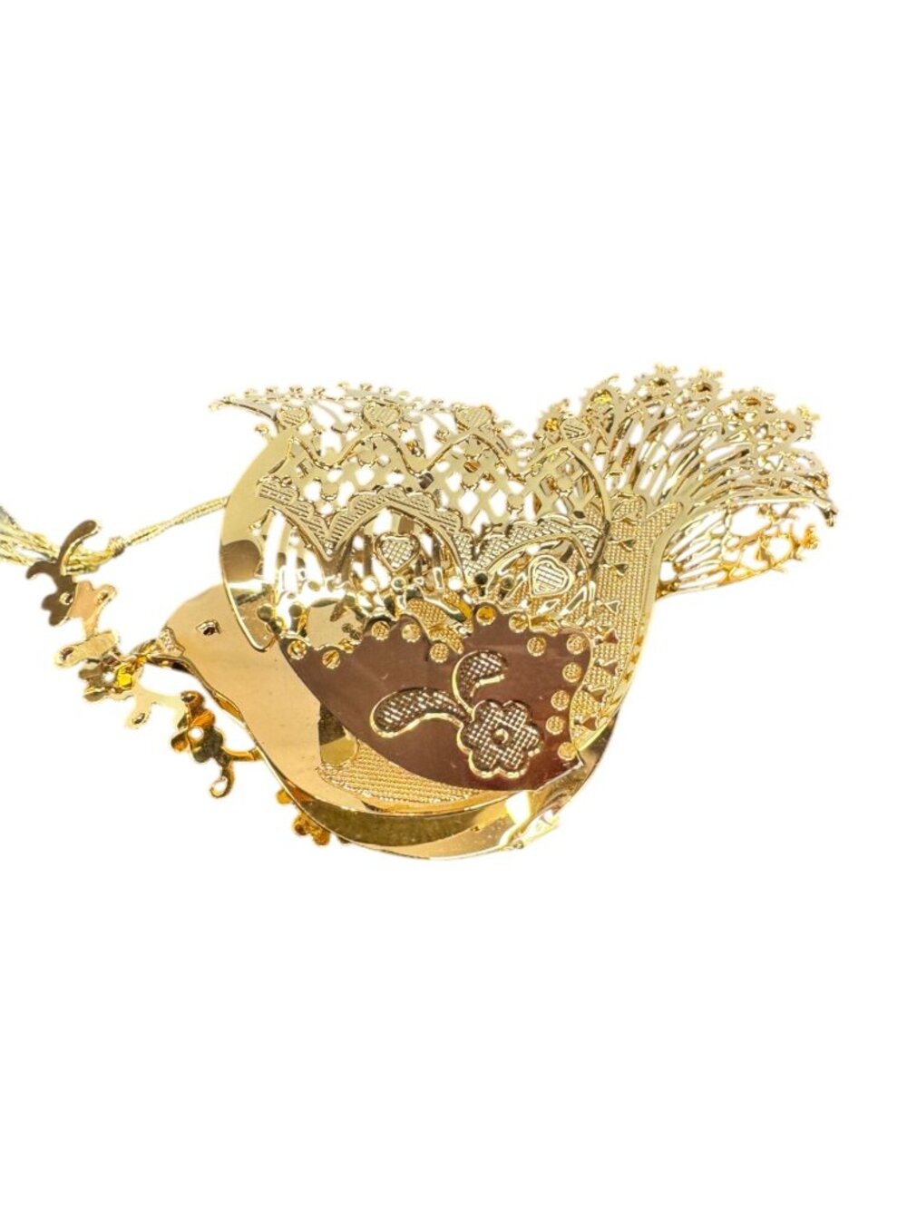 Danbury Mint Gold Tone Bird With Intricate Flowering Branch Design Ornament - Picture 2 of 7